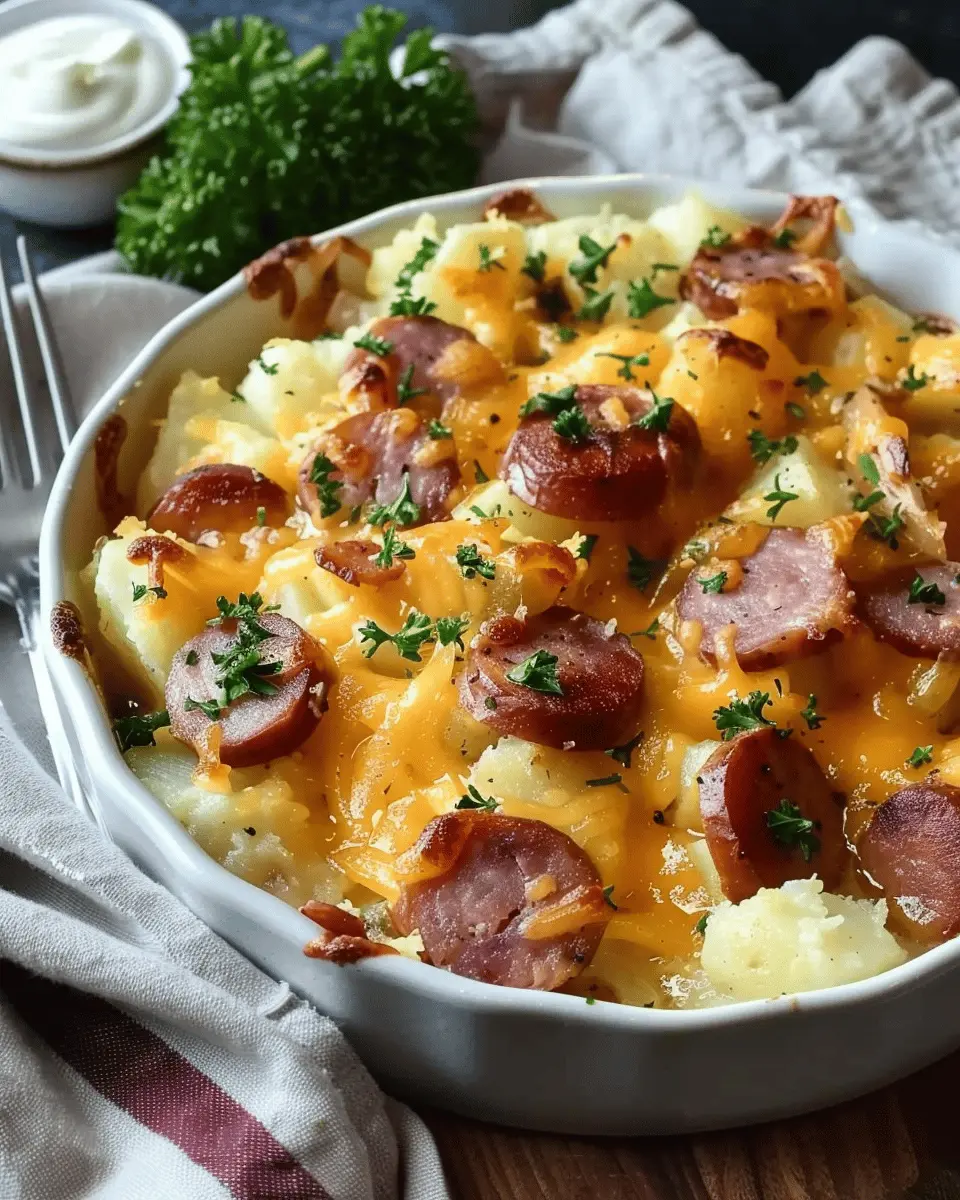 Comforting Crockpot Cheesy Potatoes: Indulgent Kielbasa Delight