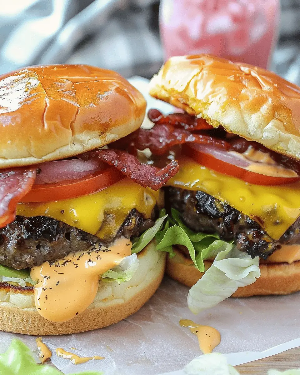 Ultimate Grilled Cheeseburger Delight with Turkey Bacon and Chicken Ham