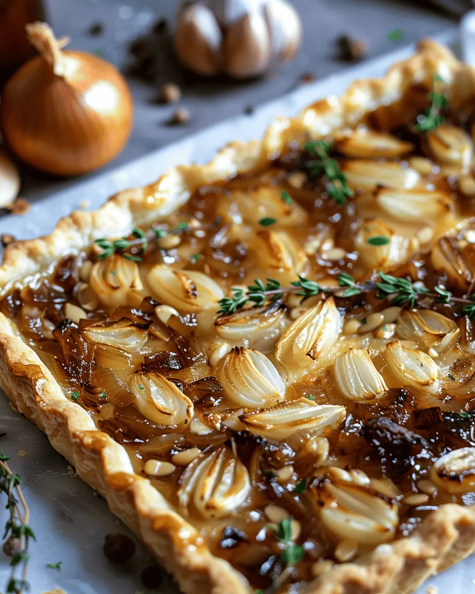Caramelized Onion Tart: Easy Savory Delight with Turkey Bacon