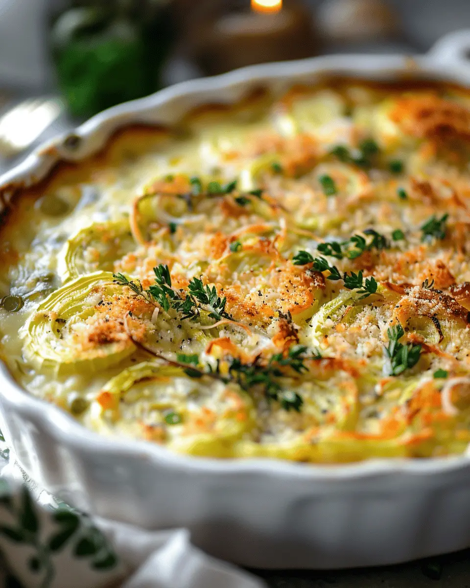 Leek Gratin: A Delicious Comfort Food with Turkey Bacon and Chicken Ham