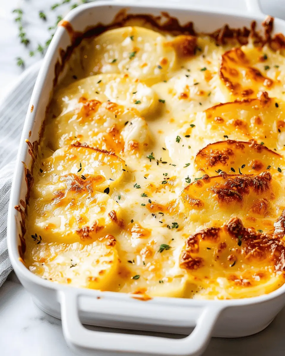 Easy Cheesy Scalloped Potatoes with Turkey Bacon and Chicken Ham