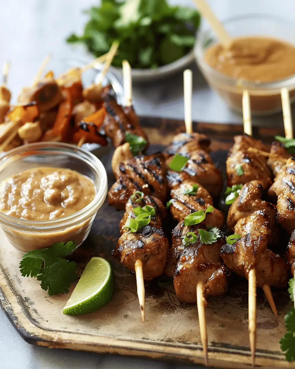 Shotglass Satay Delight with Spicy Peanut Sauce for Easy Entertaining