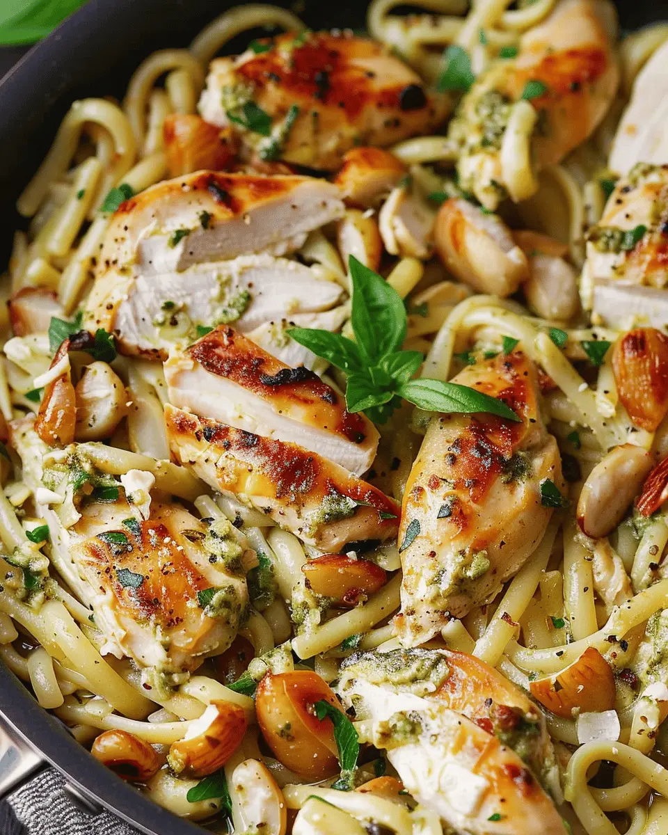 Creamy Chicken Pesto Pasta with Turkey Bacon: A Delightful Dinner