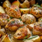 Delicious Garlic Parmesan Chicken and Potatoes Skillet