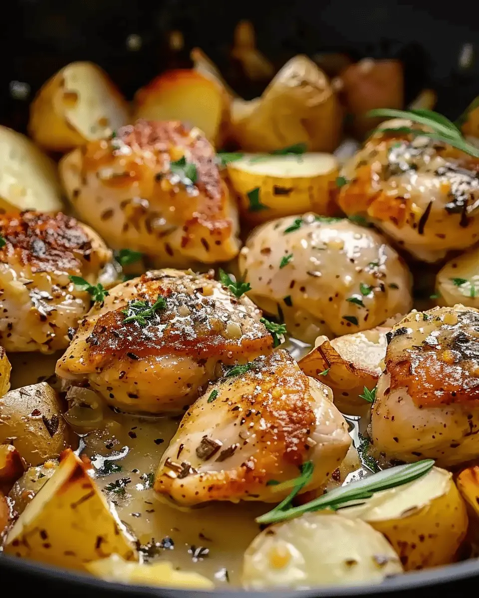 Delicious Garlic Parmesan Chicken Skillet with Crispy Potatoes