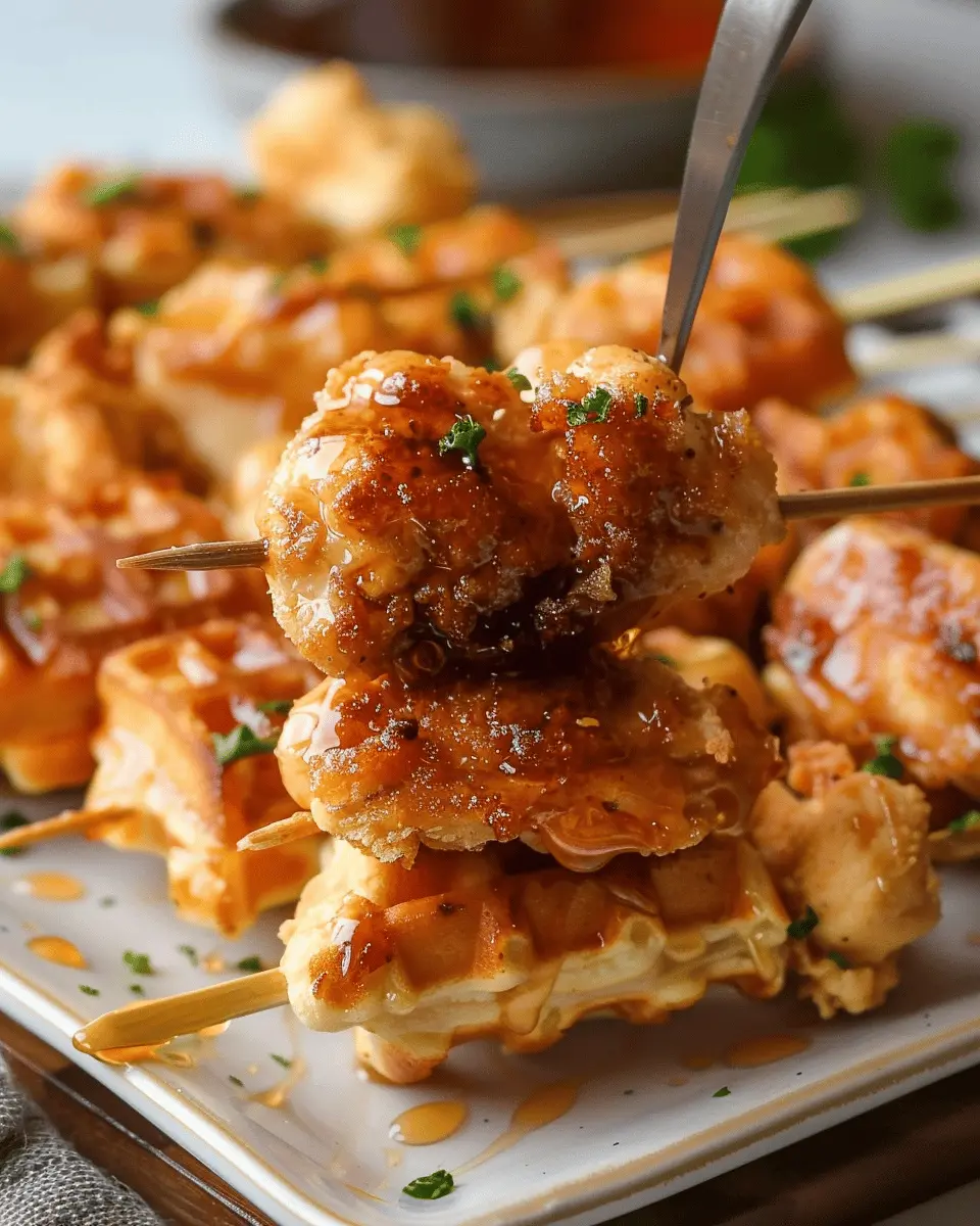 Chicken and Waffle Skewers: Easy Indulgence with Turkey Bacon