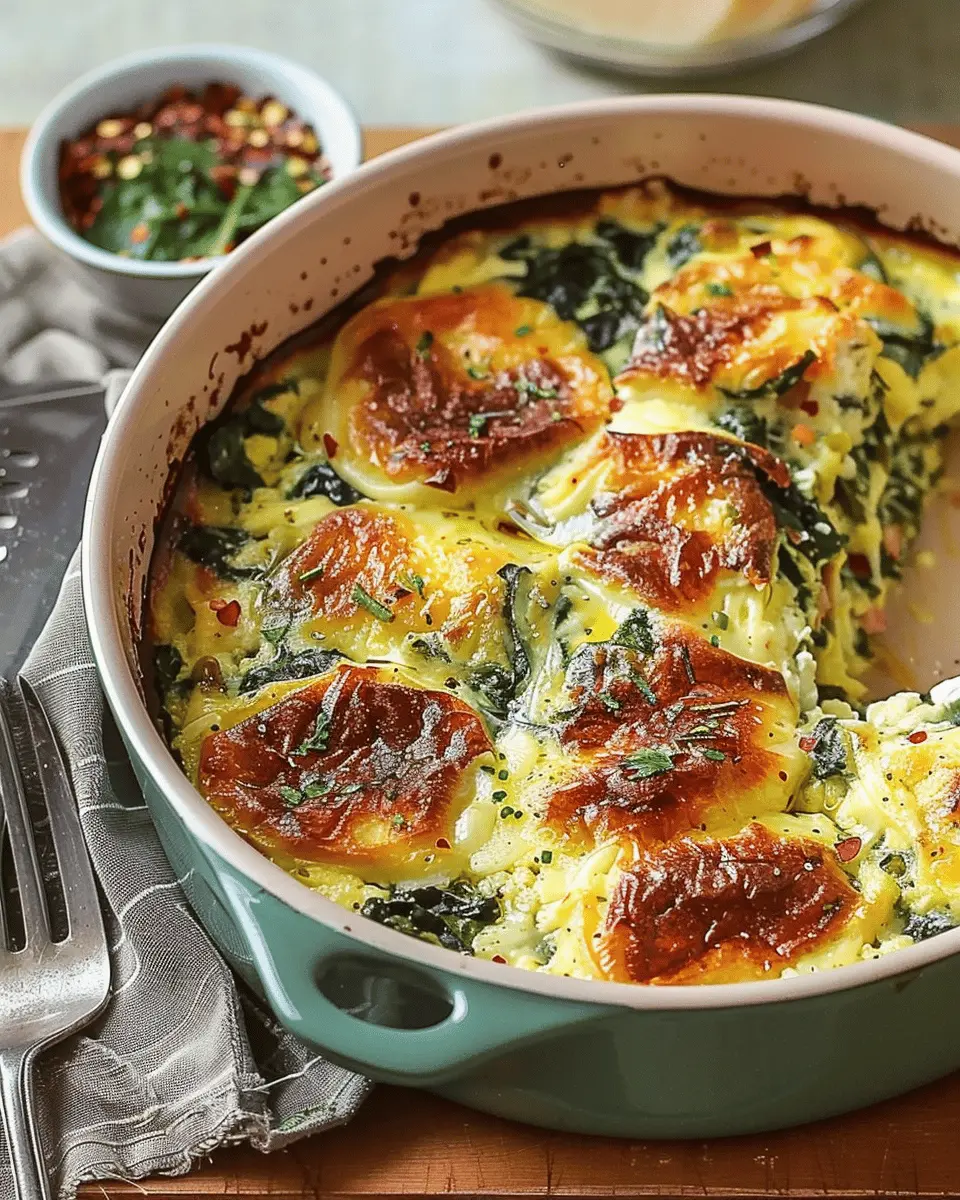 Spinach Florentine Breakfast Casserole with Turkey Bacon Delight