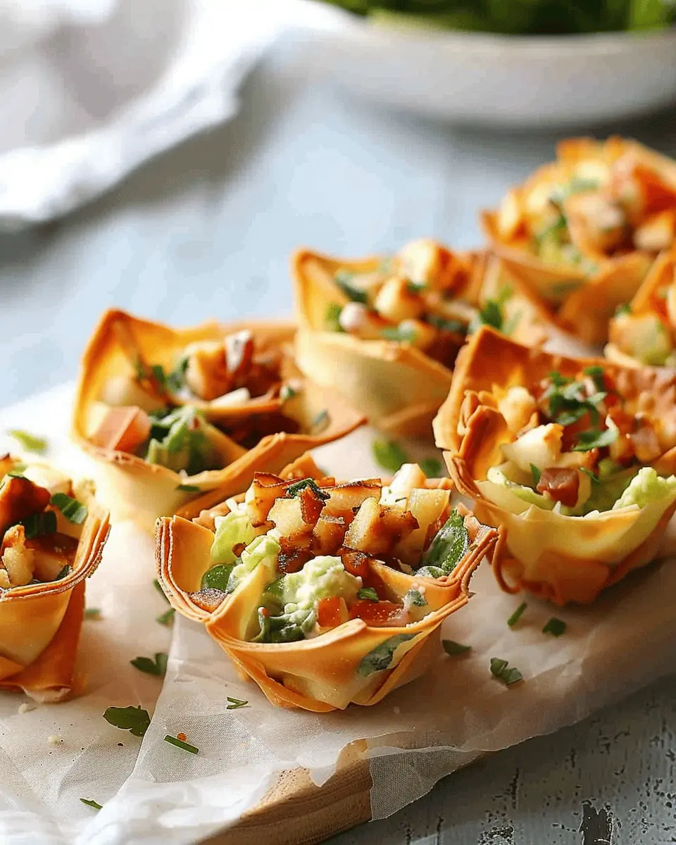 Caesar Salad Wonton Cups: Easy and Delicious with Turkey Bacon