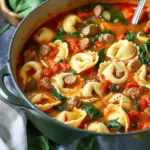 Easy Sausage Spinach Tortellini Soup