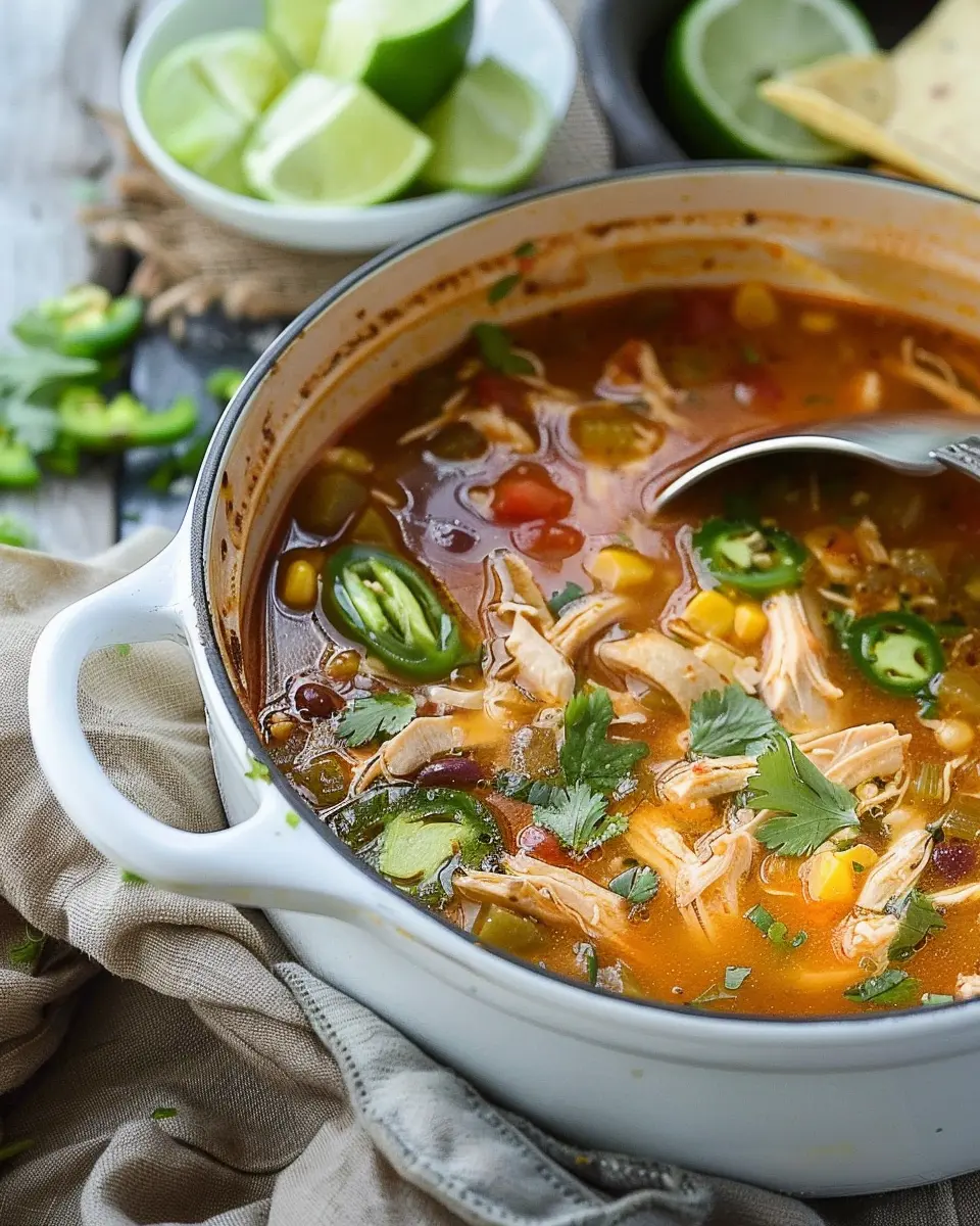 Healthy Chicken Tortilla Soup with Turkey Bacon for a Cozy Night