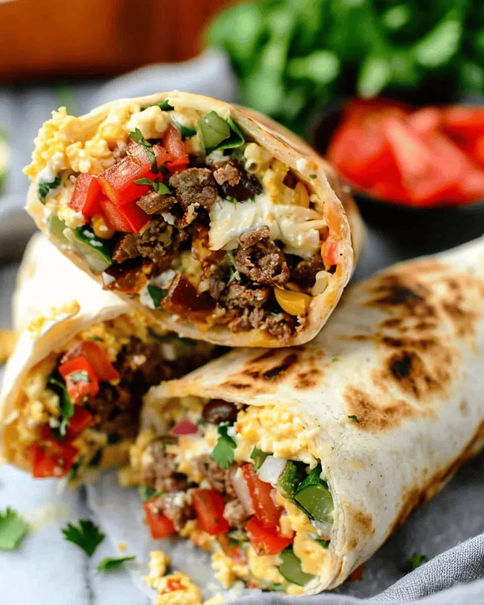 High-Protein Breakfast Burritos with Turkey Bacon and Chicken Ham