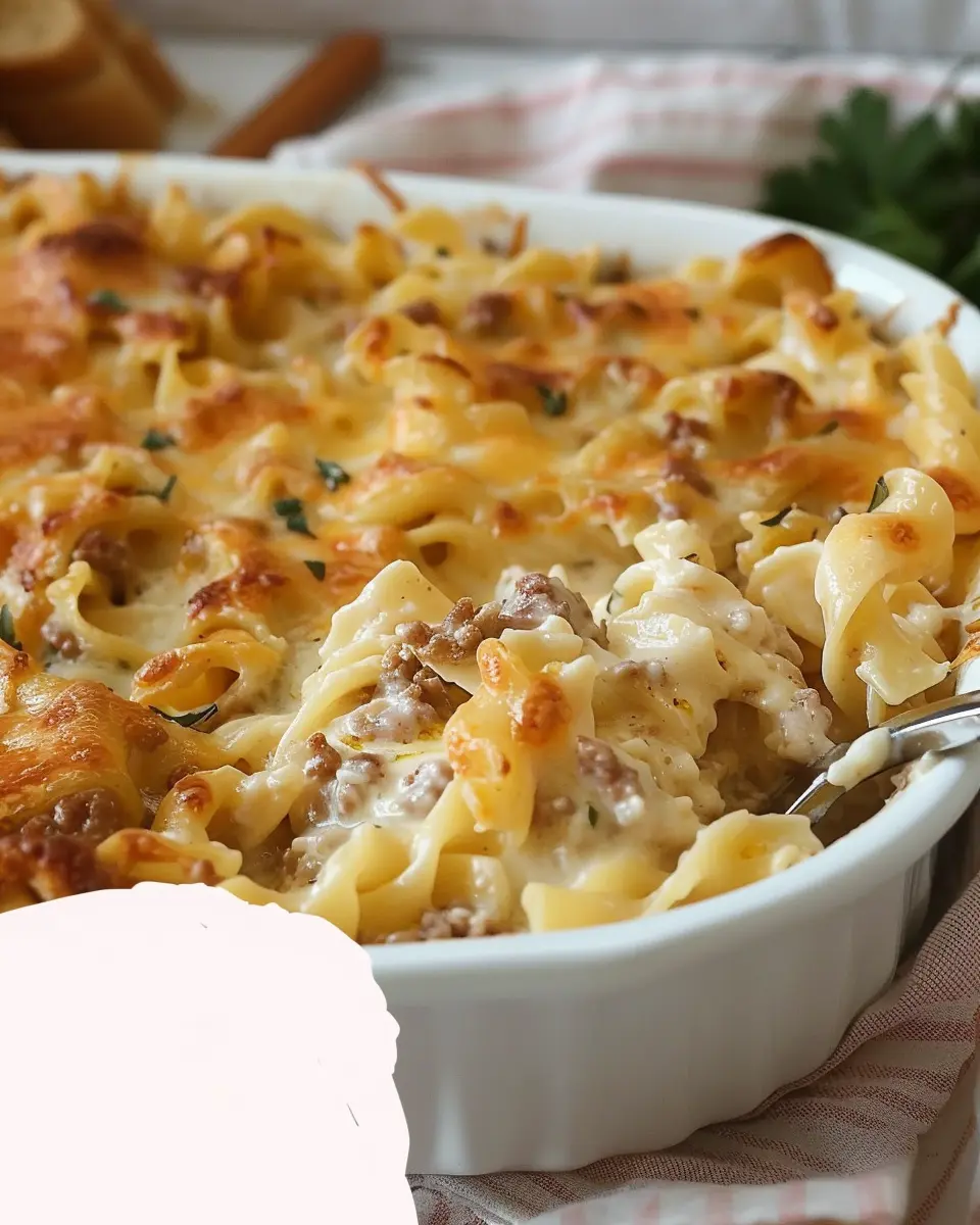 Sour Cream Noodle Bake: A Comforting Dish with Turkey Bacon and Chicken Ham