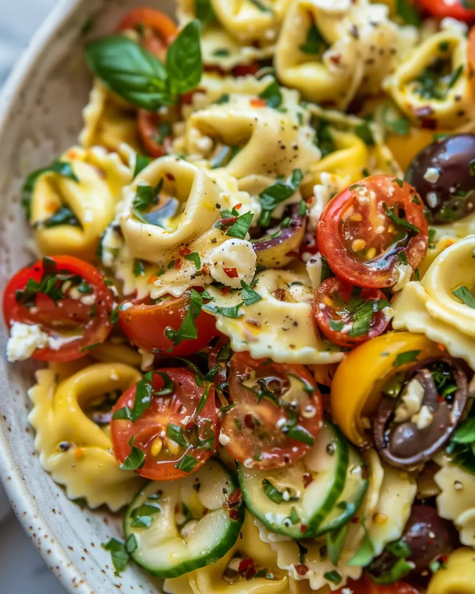 Greek Tortellini Pasta Salad: A Delicious Twist with Turkey Bacon and Chicken Ham