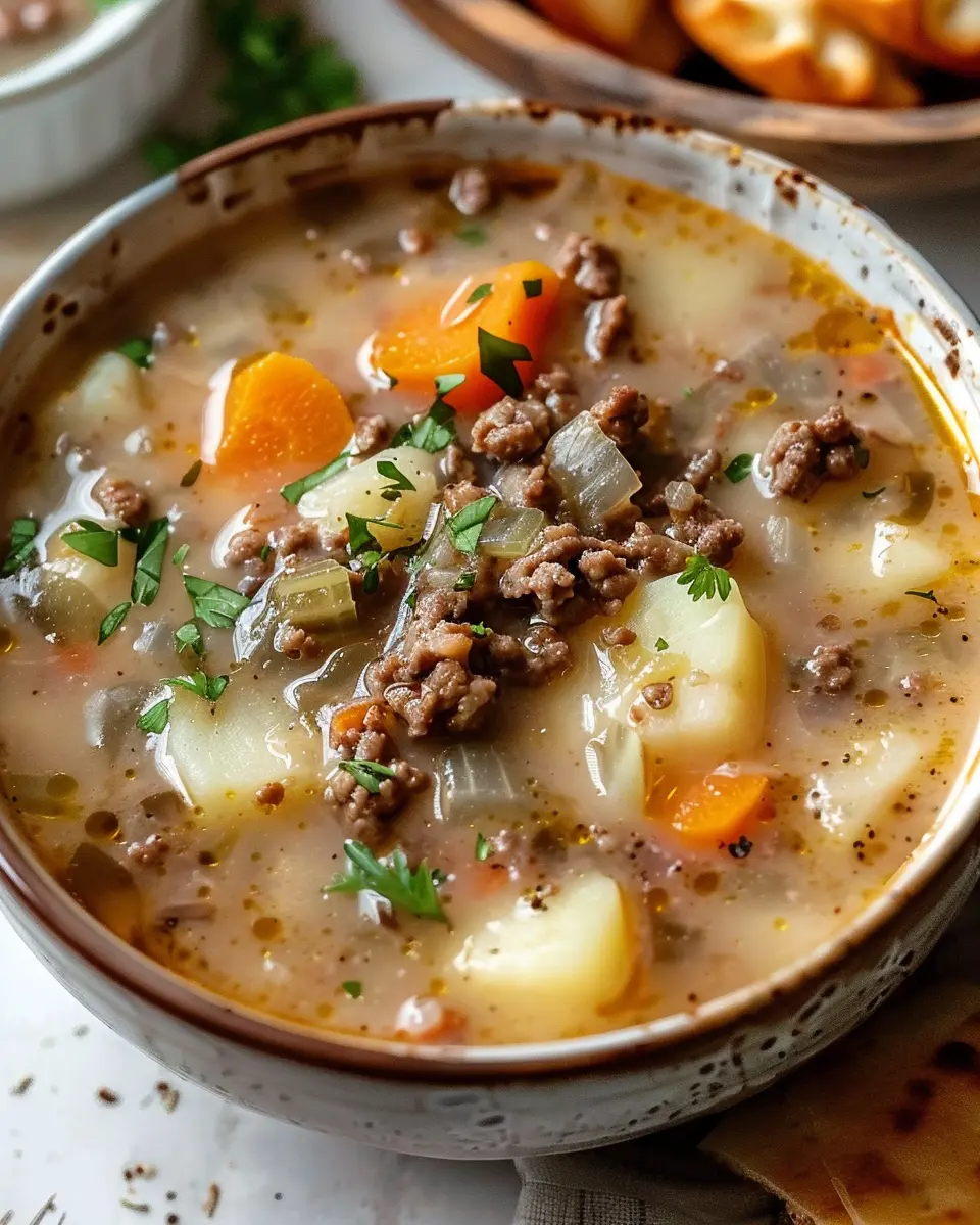 Hamburger Potato Soup Recipe: Hearty Comfort with Turkey Bacon