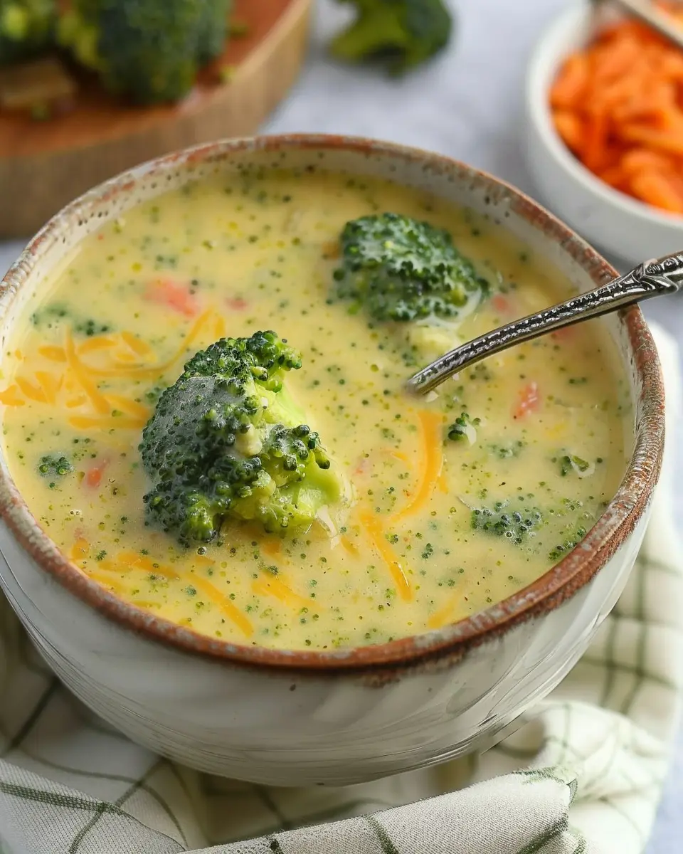 High Protein Broccoli Cheddar Soup with Turkey Bacon Delight