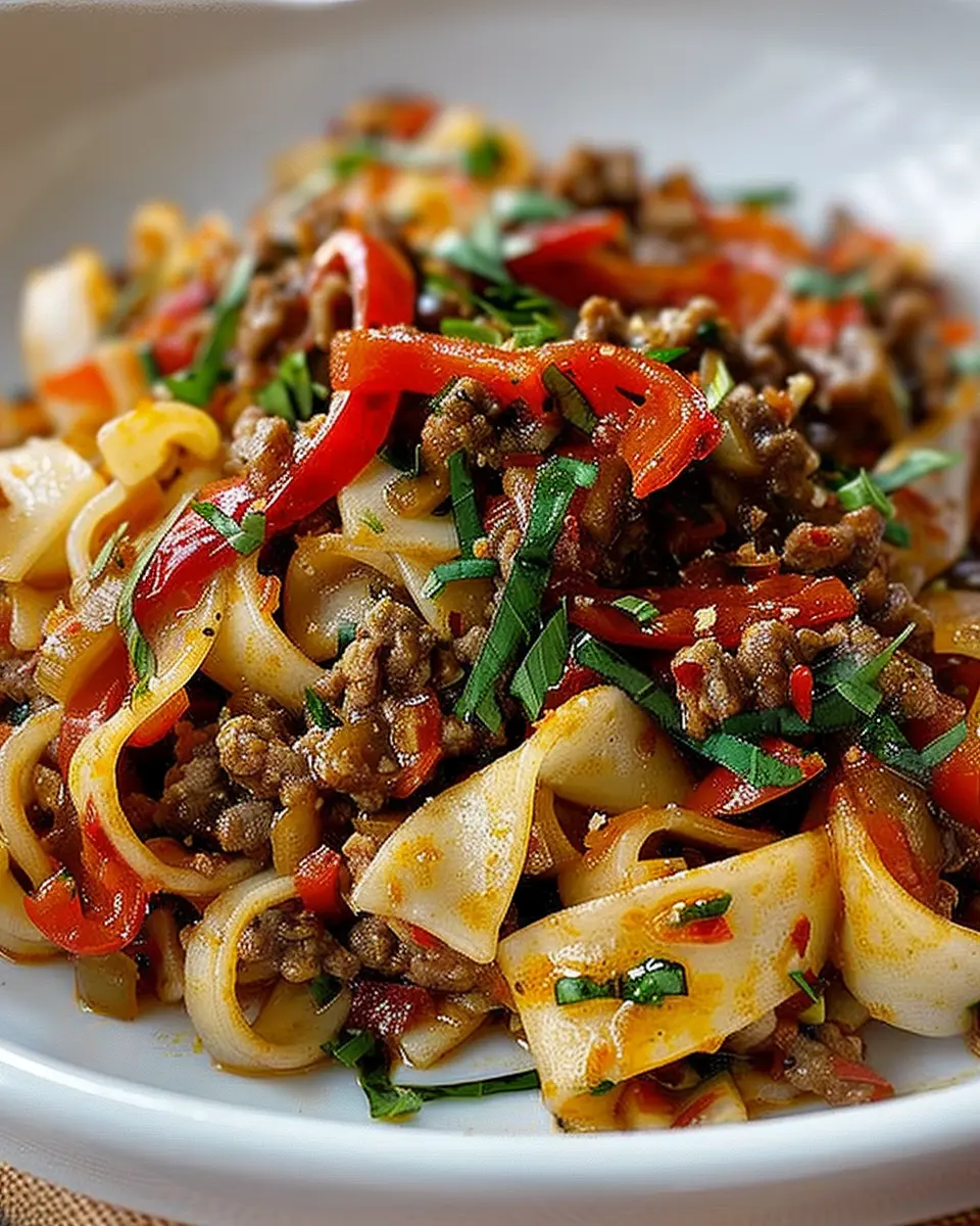 Italian Drunken Noodles: Indulgent Comfort with Turkey Bacon and Chicken Ham