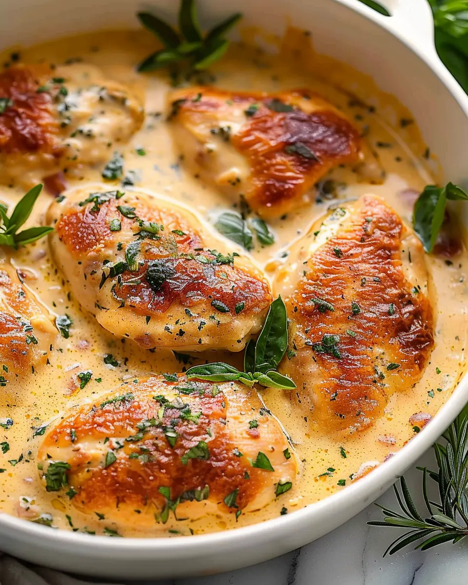 Creamy Chicken Delight with Turkey Bacon and Fresh Herbs