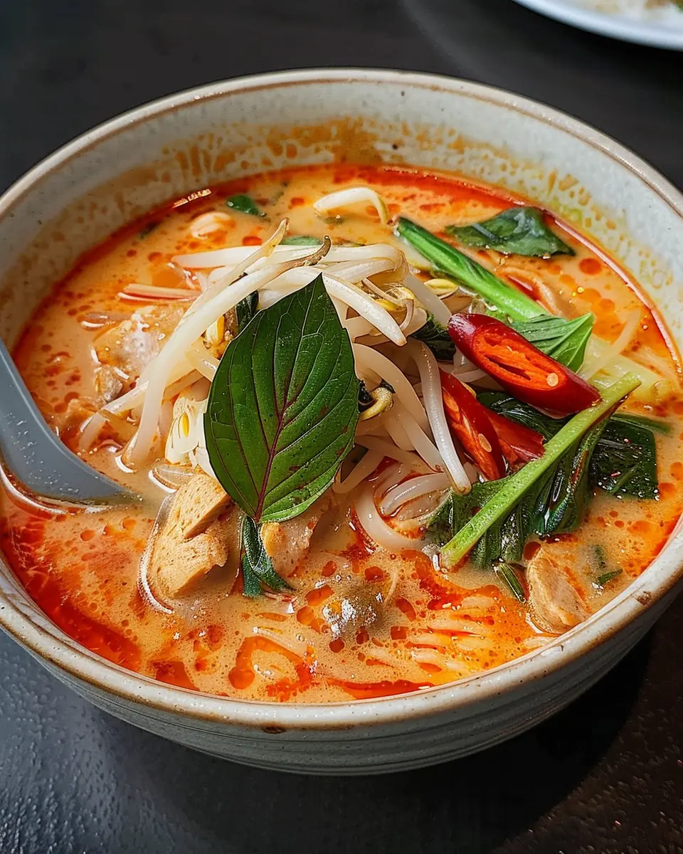 Thai Red Curry Noodle Soup: Easy Comfort with Turkey Bacon and Veggies