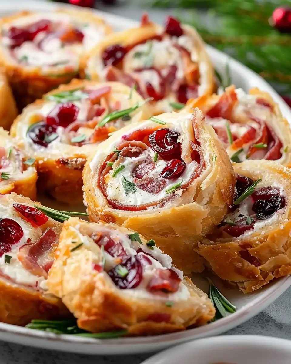 Savory Christmas Cranberry Roll Ups with Turkey Bacon Delightful Twist