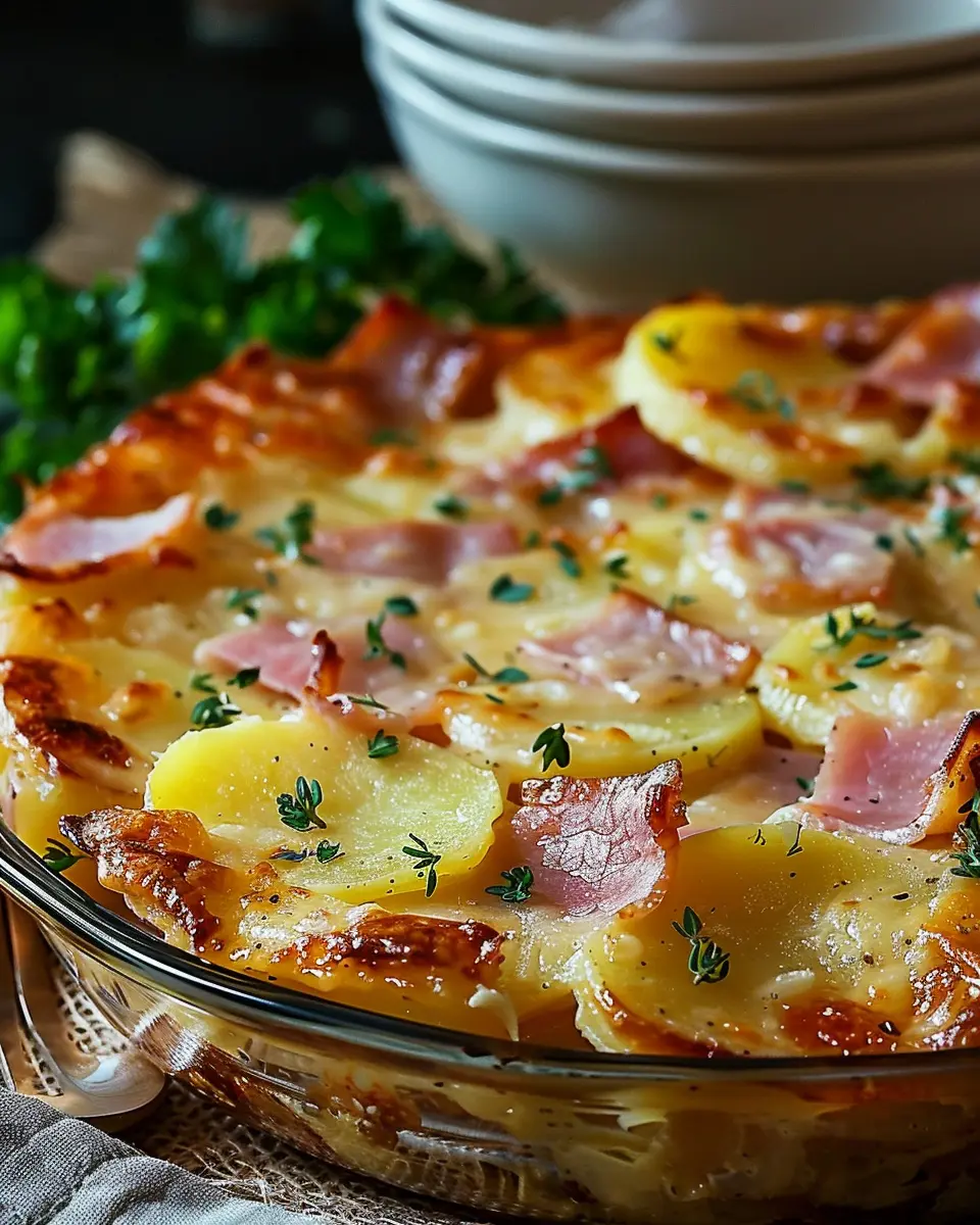 Ham and Potato Au Gratin with Chicken Ham and Turkey Bacon Delights
