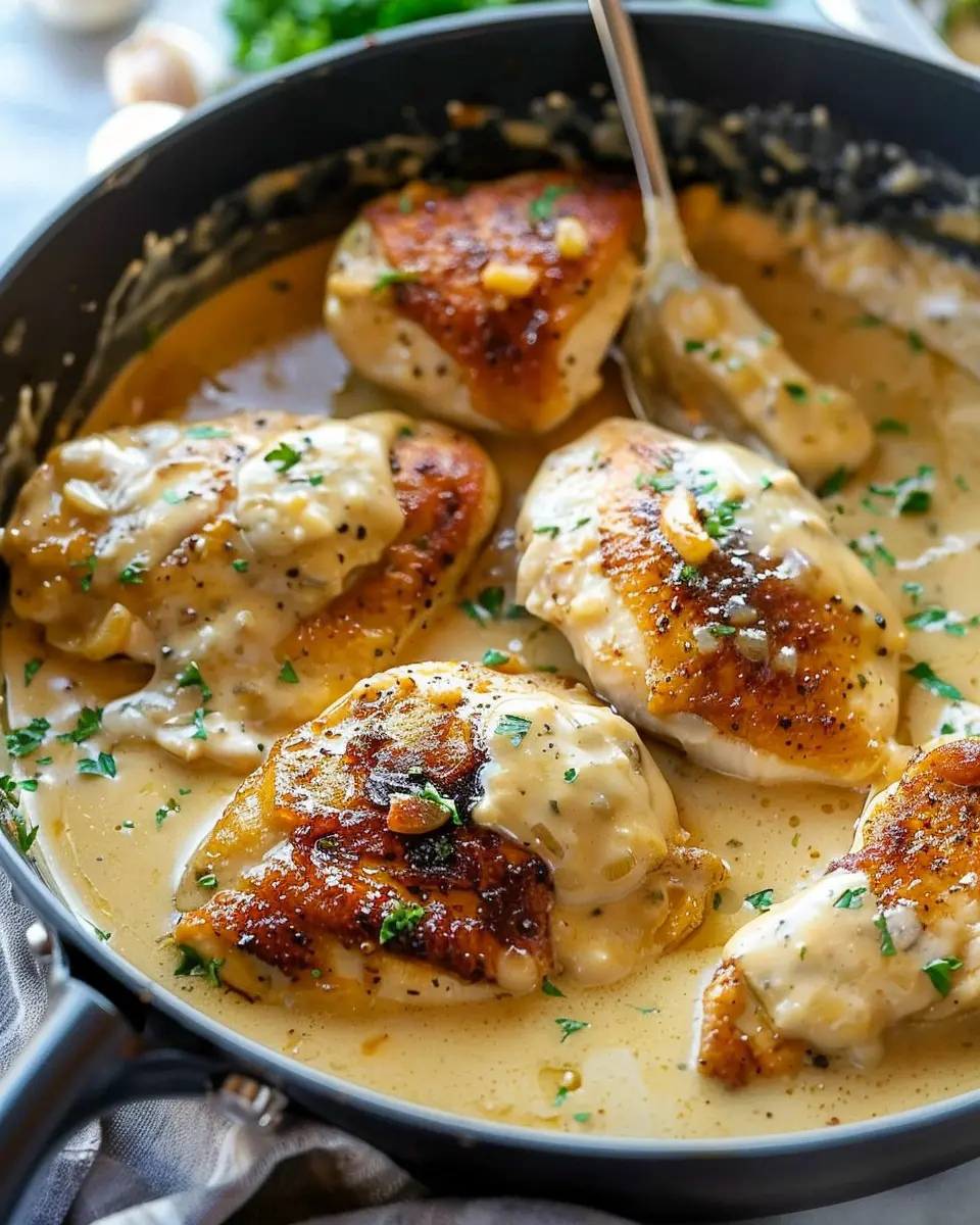 Creamy Garlic Chicken with Turkey Bacon: A Cozy Comfort Dish