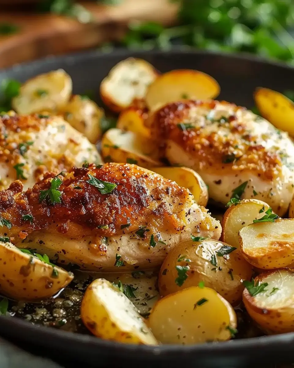 Easy Garlic Parmesan Chicken and Potatoes: A Juicy Family Favorite