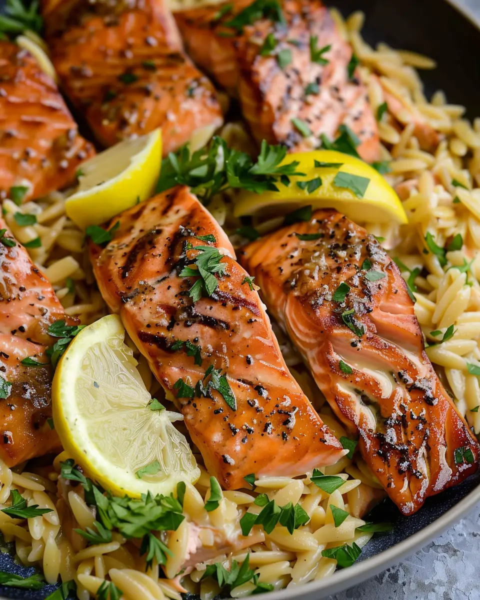 Pan-Fried Salmon with Creamy Lemon Orzo: A Delightful Dinner Dish