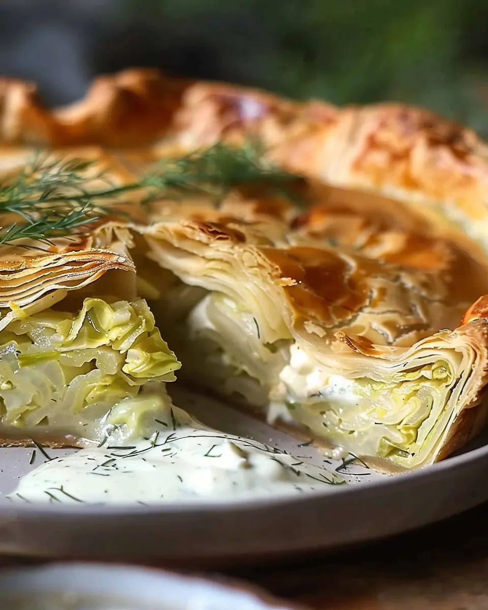 Perfect Crispy Cabbage Pie with Dill Cream Sauce: A Delightful Twist