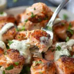 Air Fryer Salmon Bites with Garlic Cream Sauce