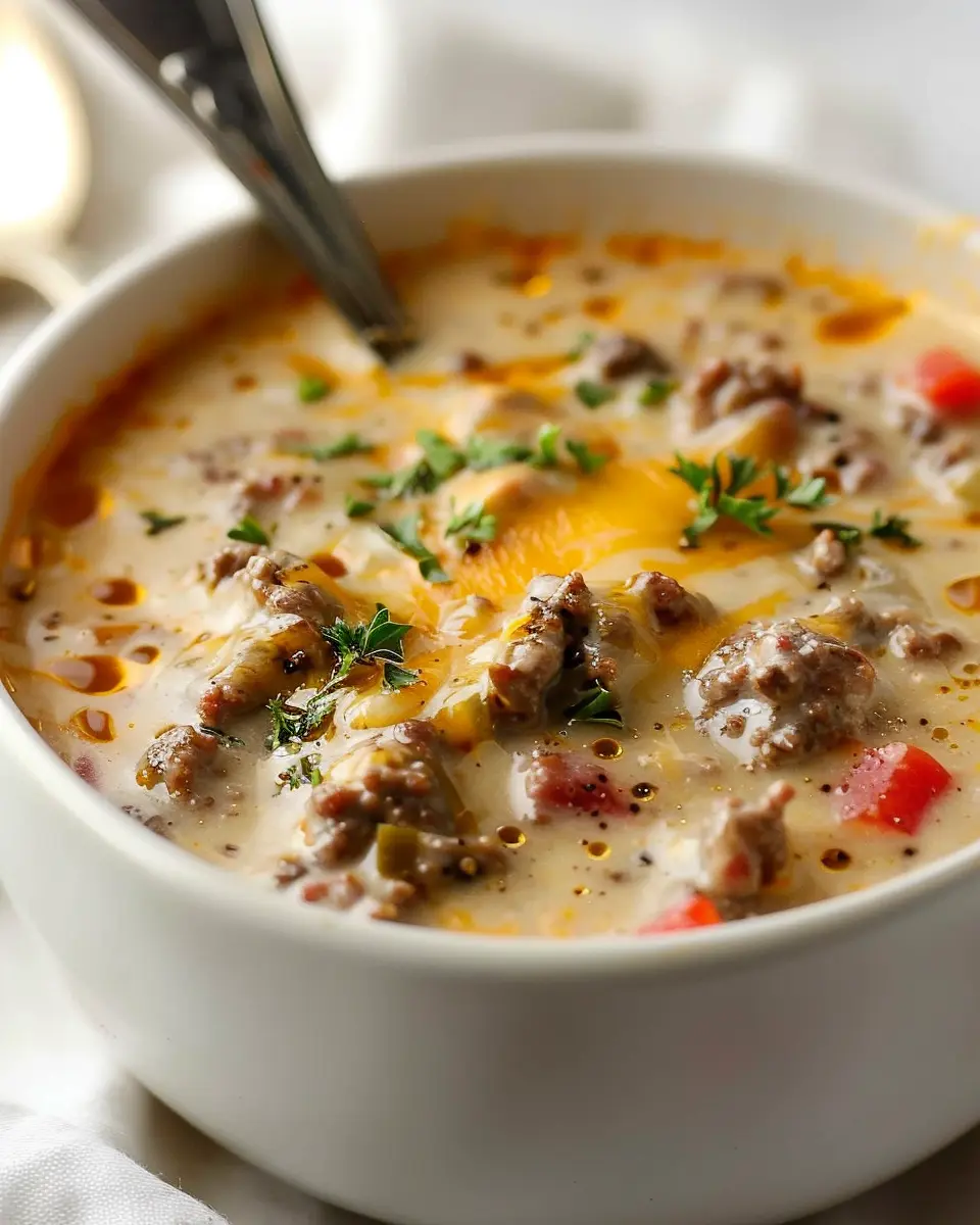 Cheeseburger Soup: Indulgent Comfort Food with Turkey Bacon and Beef