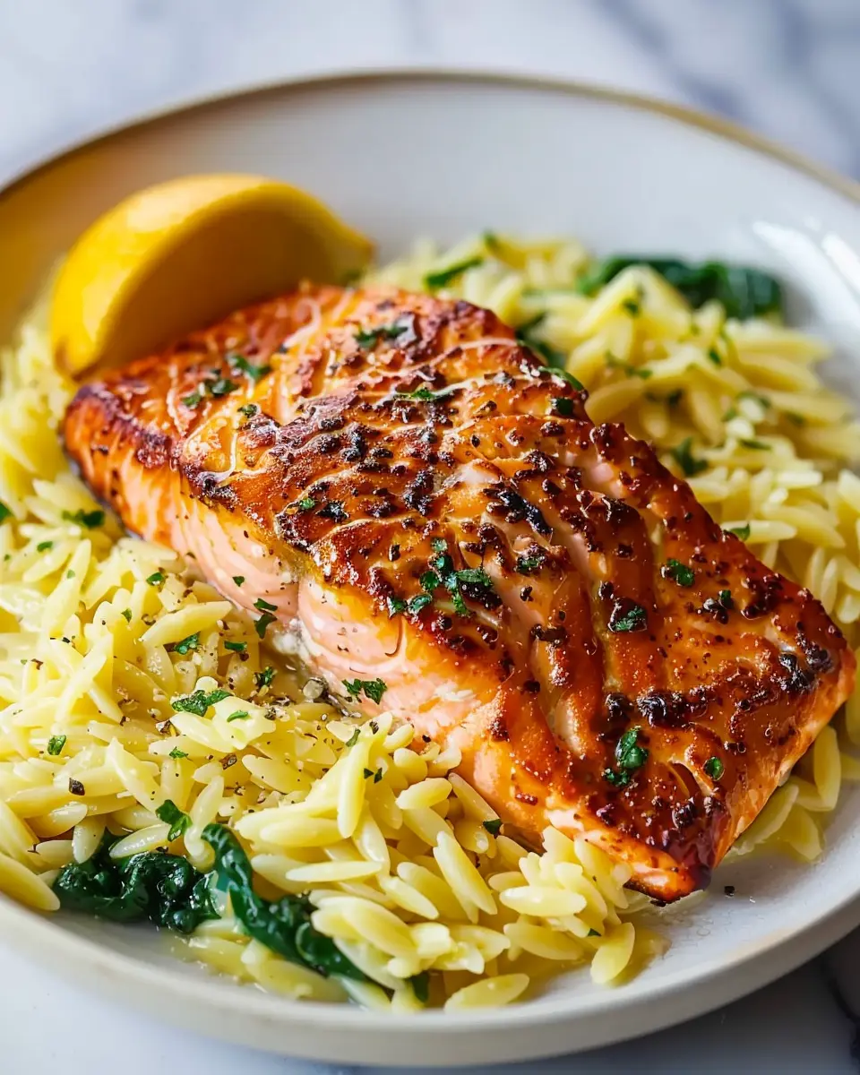 30-Minute Seared Salmon with Lemon Orzo for a Quick, Delicious Dinner